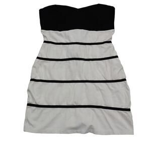 Kimcine Dress Womens M Black Striped Black Strapless Back Zip Mini Tube Dress